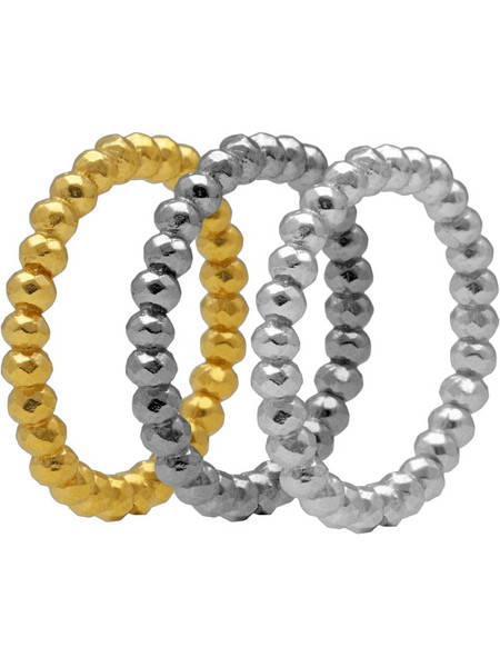 Emmanuela handcrafted for you Γυναικείο Δαχτυλίδι Βεράκι από Ασήμι 925 Επιχρυσωμένο 2123MLT6 3τμχ
