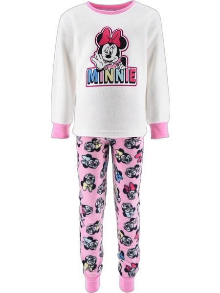 Super Heroes Minnie Mouse Παιδική Πιτζάμα Fleece Χειμωνιάτικη Λευκή Ροζ XH70466