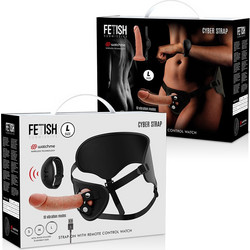 Fetish Submissive Cyber Harness Strap On με Dildo 22.5cm & Δόνηση Flesh D-229271