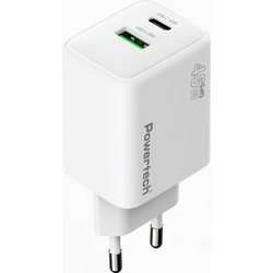 Powertech PT-1551 Φορτιστής χωρίς Καλώδιο με Θύρα USB-A & Θύρα USB-C 45W Quick Charge 4.0 & Power Delivery