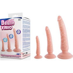 Deluxe Trio Dildo με Βεντούζα Μαύρο