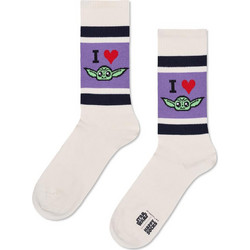 Happy Socks Star Wars I Heart Grogu Ανδρικές Κάλτσες Ψηλές με Σχέδια Μπεζ P005728