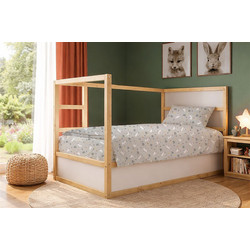Dimcol Σετ Παιδικά Σεντόνια Μονά Βαμβακερά 160x240 Rabbit Garden 586 Grey 3τμχ
