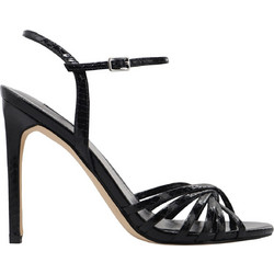 Nine West MERIPEN3 Γυναικεία Πέδιλα Λουστρίνι Μαύρα με Λεπτό Ψηλό Τακούνι 01-001