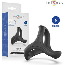 Intense Model 6 Alfie Adjustable Triple Penis Ring Ελαστικό Δαχτυλίδι Πέους & Όρχεων Σιλικόνης Μαύρο