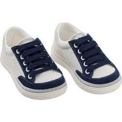 Everkid Βαπτιστικά Sneakers για Αγόρι Δερμάτινα Ανατομικά Λευκά Μπλε A626M
