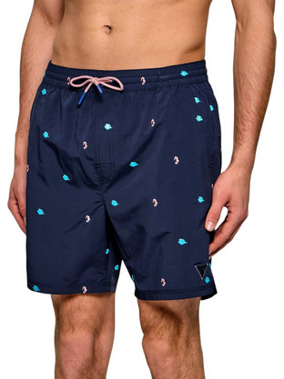 Guess Ανδρικό Μαγιό Σορτς με Σχέδια Navy Μπλε F6GT13WN182-FBFK