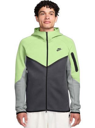 Nike Ανδρική Ζακέτα Φούτερ με Κουκούλα και Φερμουάρ Μαύρη Lime HV0949-361