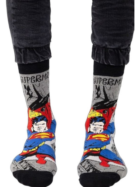 Cimpa Superman Ανδρικές Κάλτσες Ψηλές με Σχέδια Γκρι SM21542-1