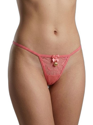 Milena By Paris Γυναικείο Sexy String με Δαντέλα Κοραλί 6970