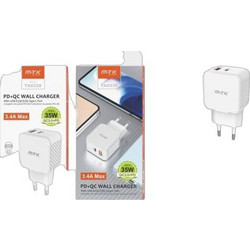 MTK TA0338 Φορτιστής χωρίς Καλώδιο με Θύρα USB-A & Θύρα USB-C 35W Quick Charge 3.0 & Power Delivery White
