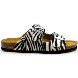 Plakton Γυναικεία Σανδάλια Suede Ανατομικά Μαύρα Λευκά Zebra 180010