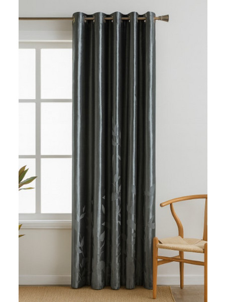 For Home Κουρτίνα Floral με Τρουκς 200x290 Terciopelo Σκούρο Γκρι