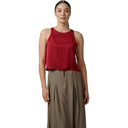 Helmi Γυναικείο Καλοκαιρινό Crop Top Σατέν Κόκκινο 56-03-014Α