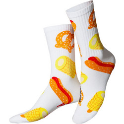 Eat My Socks Hot to go Ανδρικές Κάλτσες Ψηλές με Σχέδια Λευκές EMSSAFLATHTG