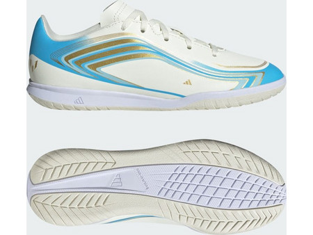 Adidas F50 Messi Club IN KK1379 Παιδικά Ποδοσφαιρικά Παπούτσια Σάλας Μπεζ Γαλάζια