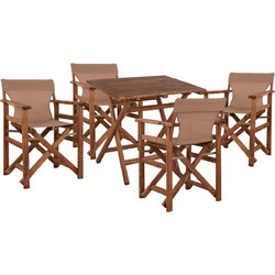 HomeMarkt Limnos Σετ Τραπεζαρία Κήπου Μασίφ Ξύλο 5τμχ Καφέ HM10871.01