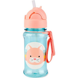 Skip Hop Cat Παιδικό Παγούρι Πλαστικό με Καλαμάκι Γαλάζιο Σομόν 355ml