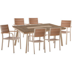 HomeMarkt Taber Σετ Τραπεζαρία Κήπου Αλουμίνιο 7τμχ Μπεζ Nude HM10738.04