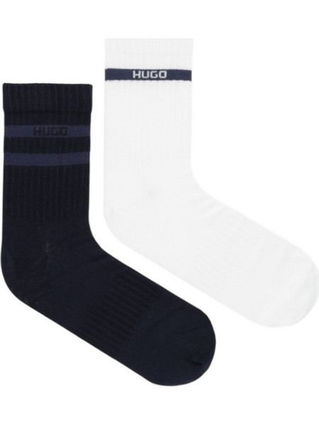 Hugo Boss Ανδρικές Κάλτσες Ψηλές Λευκές Navy Μπλε 2Pack 50546649-401