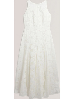 Ted Baker Leesaa Midi Καλοκαιρινό Φόρεμα για Γάμο / Βάπτιση με Δαντέλα Λευκό 284815