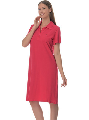 PNN Nightwear Midi Καλοκαιρινό Καθημερινό Φόρεμα Κοραλί 0263-1011-3