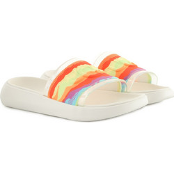 UGG Cali Collage Γυναικείες Παντόφλες Καλοκαιρινές Λευκές Πορτοκαλί 1120001-RSTR