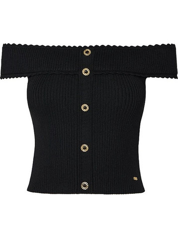 BSB Γυναικείο Καλοκαιρινό Crop Top Πλεκτό Μαύρο 055-160012