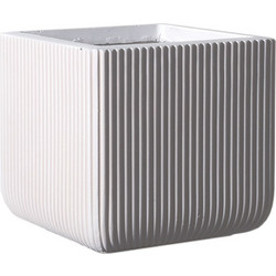 Supergreens Stripe XL Γλάστρα Τετράγωνη Πήλινη Λευκή 38cm D-0050-8