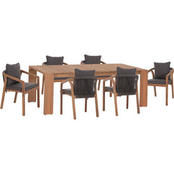 HomeMarkt Contrel Σετ Τραπεζαρία Κήπου Μασίφ Ξύλο 7τμχ Γκρι HM10901.02