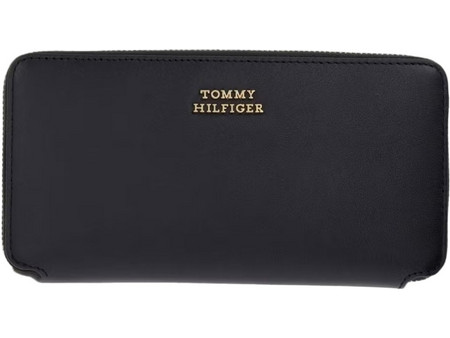 Tommy Hilfiger Μεγάλο Δερμάτινο Γυναικείο Πορτοφόλι Καρτών με Φερμουάρ Μαύρο AW0AW18941-BDS