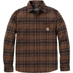 Carhartt Ανδρικό Πουκάμισο Βαμβακερό Καρό Μακρυμάνικο Κανονική Γραμμή Καφέ 107010-RDKSREG
