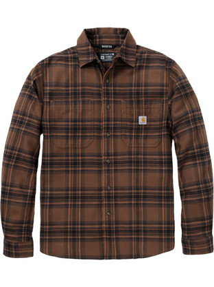Carhartt Ανδρικό Πουκάμισο Βαμβακερό Καρό Μακρυμάνικο Κανονική Γραμμή Καφέ 107010-RDKSREG