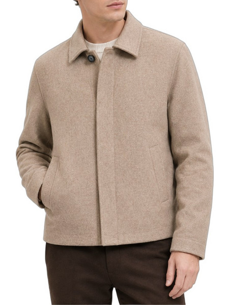 Jack & Jones Ανδρικό Παλτό Ψαροκόκκαλο με Επένδυση Μπεζ 12278836