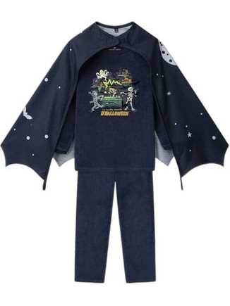Dpam Halloween Παιδική Πιτζάμα Βελουτέ Χειμωνιάτικη Navy Μπλε NOWEENAGE