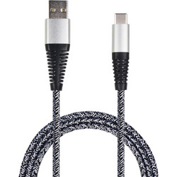 2GO 795953 Braided USB-A to USB-C 1m Black White