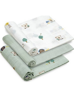 Interbaby Granja Koala Πάνες Αγκαλιάς Πράσινο Mint Λευκές 80x80cm 3τμχ 98983-03
