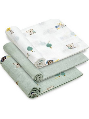 Interbaby Granja Koala Πάνες Αγκαλιάς Πράσινο Mint Λευκές 80x80cm 3τμχ 98983-03