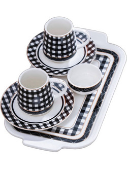 Stewe Home Σετ Φλιτζάνια Καφέ Πορσελάνινα Μαύρα 6.3x6.3x6.2 cm 2 τμχ