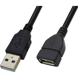 04.001.0449 Καλώδιο USB-A Male 2.0 to USB-A Female 0.8m Black 5τμχ