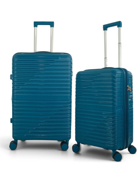 Playbags Collection 1206 Σετ Βαλίτσες 2τμχ Καμπίνας & Μεσαία Πετρόλ