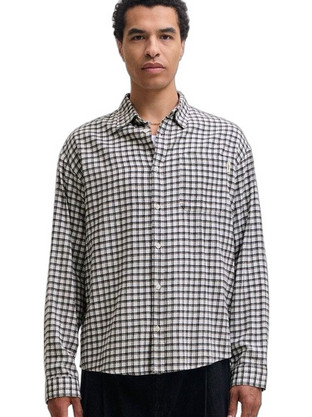 Jack & Jones Ανδρικό Πουκάμισο Βαμβακερό Καρό Μακρυμάνικο Κανονική Γραμμή Overshirt Λευκό 12301088