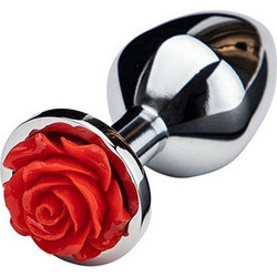 Guilty Toys Rose Pleasure Small Πρωκτική Σφήνα 8cm Κόκκινη Ασημί