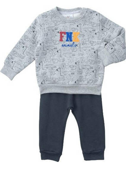 Funky Βρεφικό Σετ Φόρμας για Αγόρι Χειμωνιάτικο Γκρι Ανθρακί 223-817125-1