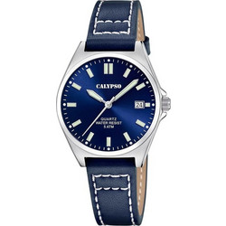 Calypso Basic Γυναικείο Ρολόι με Μπλε Δερμάτινο Λουράκι K5869/3