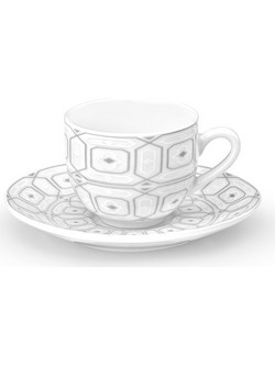 Cryspo Trio Ovvio Σετ Φλιτζάνια Espresso & Ελληνικού Καφέ Πορσελάνης Λευκά Γκρι 100ml 6τμχ 25.627.17