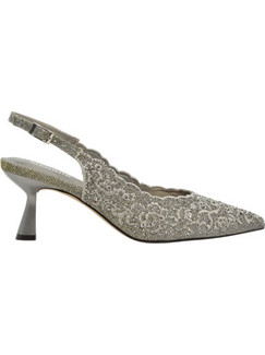Menbur Γόβες Slingback με Λεπτό Χαμηλό Τακούνι & Στρας Ασημί BM75792
