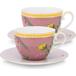 Pip Studio La Majorelle Σετ Φλιτζάνια Cappuccino & Τσαγιού Πορσελάνης Ροζ 280ml 2τμχ 51004100