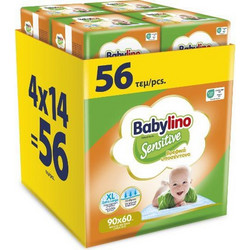 Babylino Sensitive Σετ Σελτεδάκια Αλλαξιέρας Μωρού Λευκά 60x90cm 56τμχ