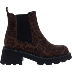 Parex Γυναικεία Μποτάκια Chelsea Suede Σοκολατί με Χοντρό Χαμηλό Τακούνι 10334020
